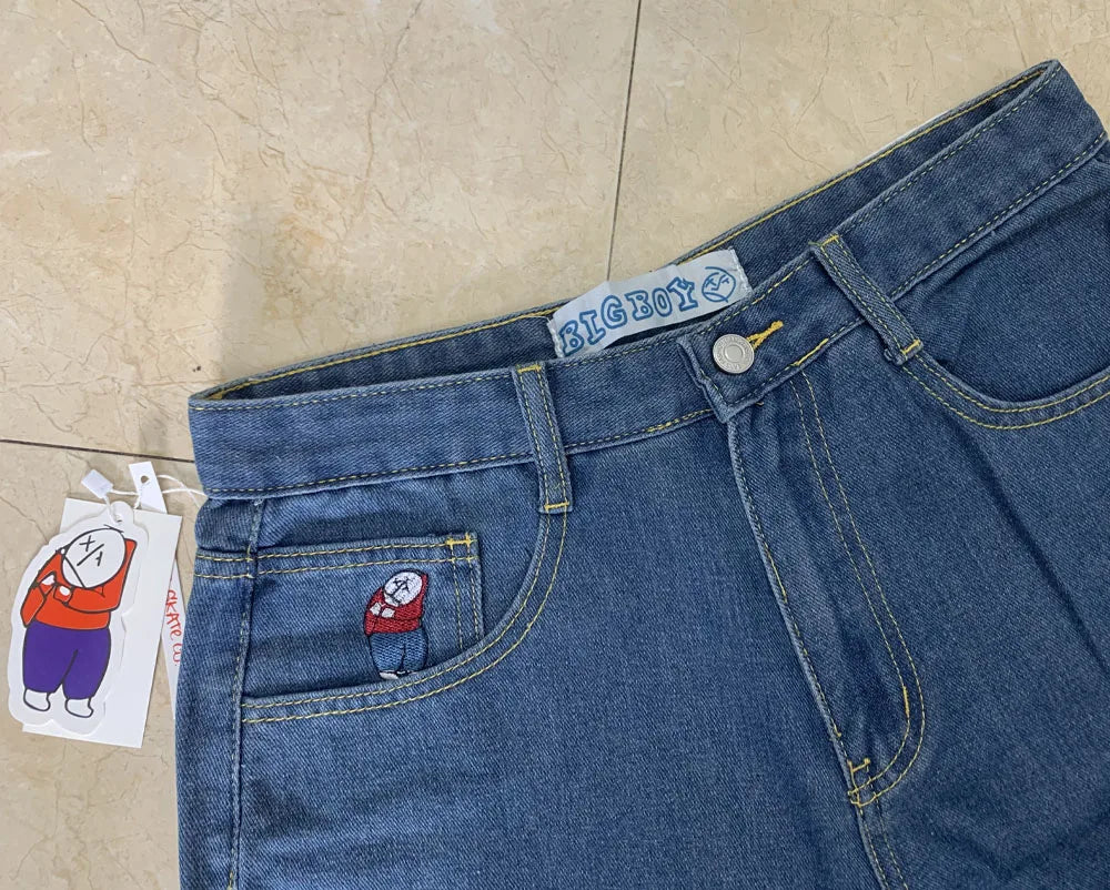 Polar Big Boy Embroidered Baggy Jeans – Retro Punk Denim