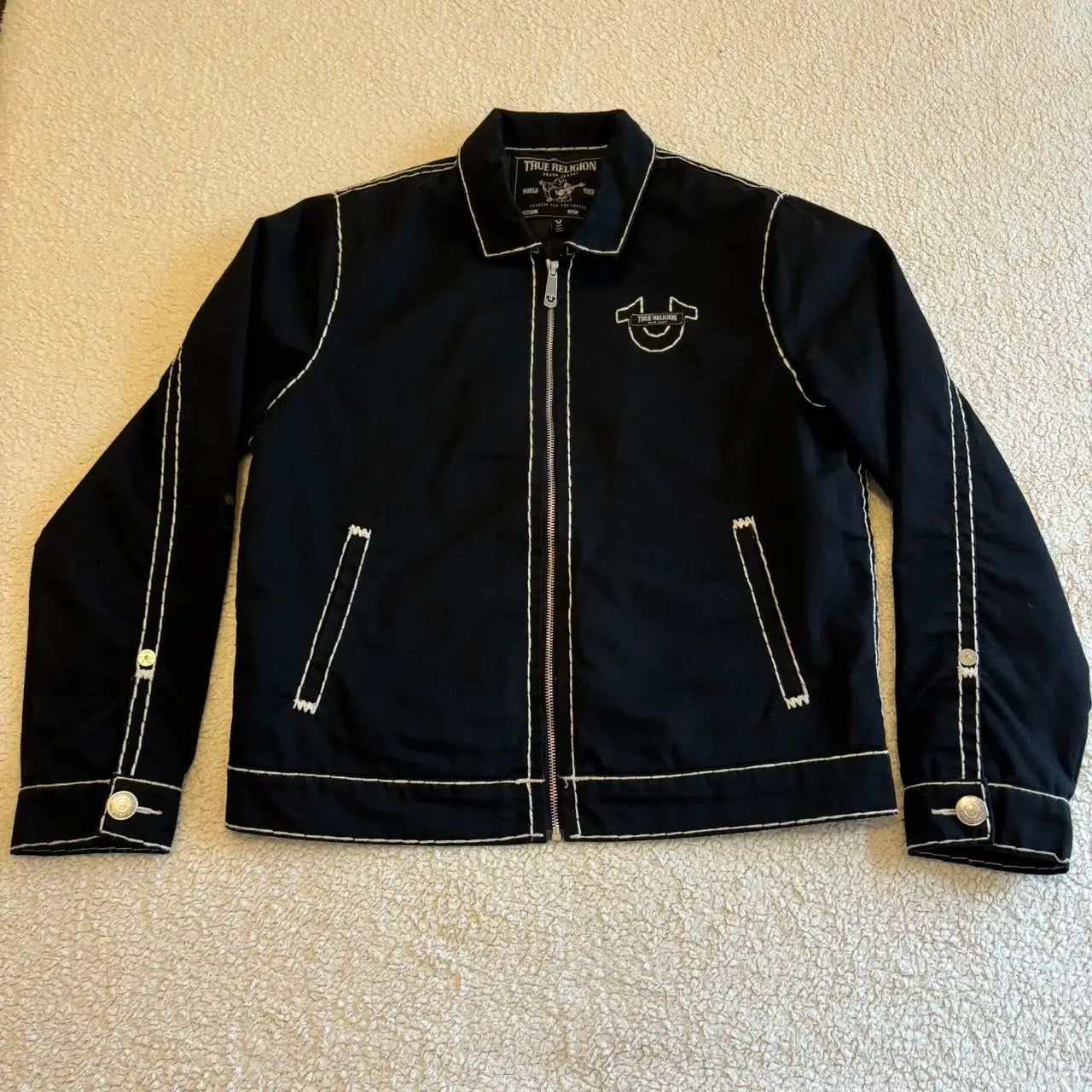 Retro Denim Jacket – Embroidered Streetwear  Zip-Up