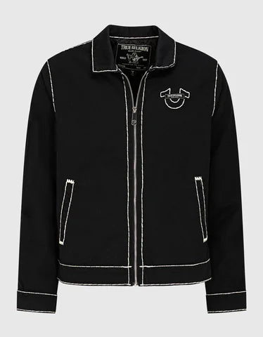 Retro Denim Jacket – Embroidered Streetwear  Zip-Up